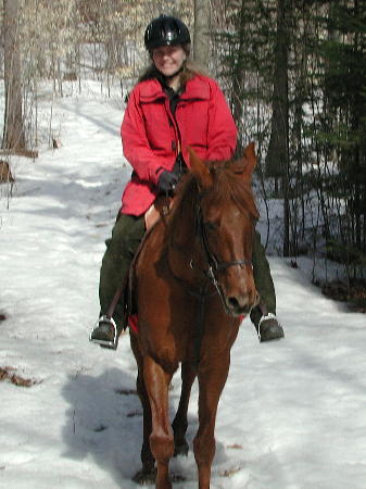Katharine on Drum on a back trail